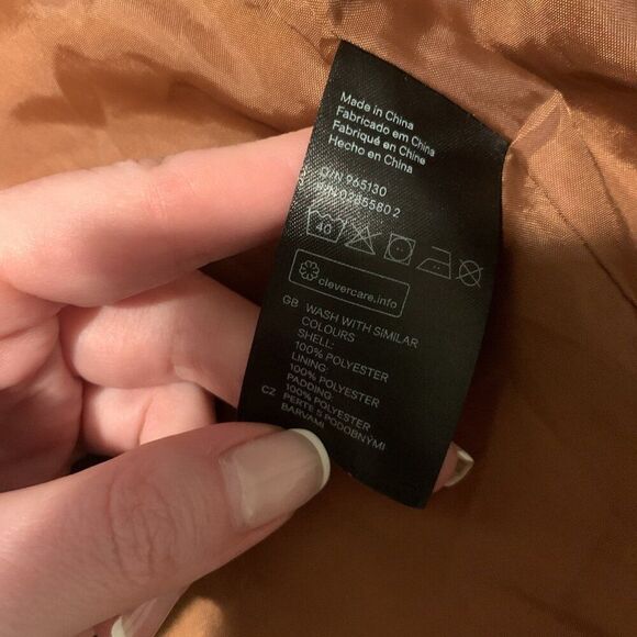 H&M Womens Dark Blue Brown Quilted Long Sleeve Jacket 4 Small - Picture 6 of 6